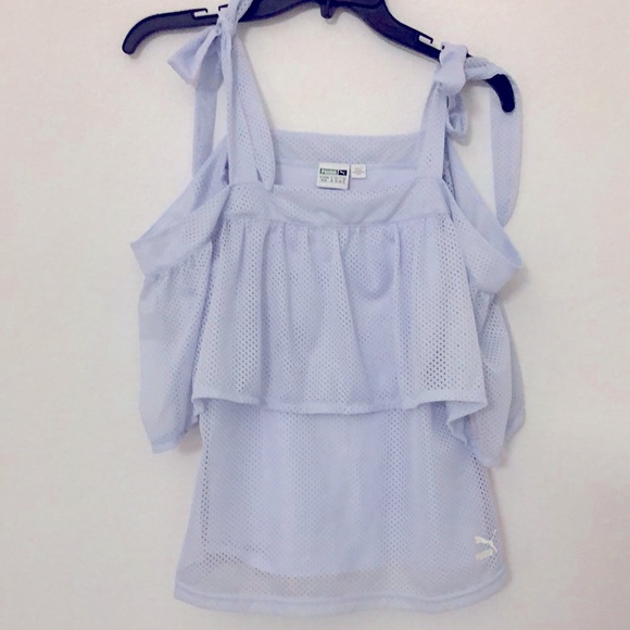 PUMA Xtreme Off The Shoulder Tee Blue pastel S - Picture 4 of 6